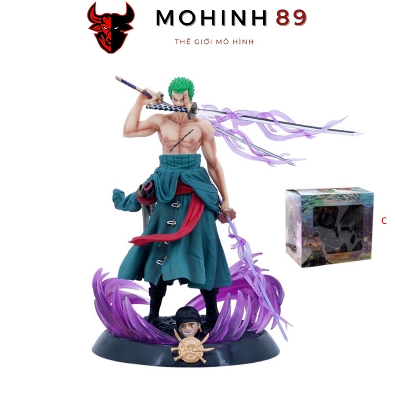 🔥Cao 22cm🔥 Mô hình Zoro có đế cao 22cm siêu đẹp + 2 đầu thay thế + tặng kèm haki
