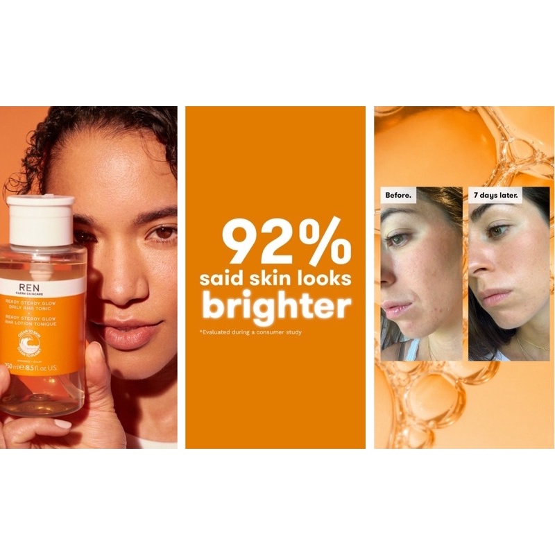 Toner tẩy tế bào chết REN Ready Steady Glow Daily AHA Tonic