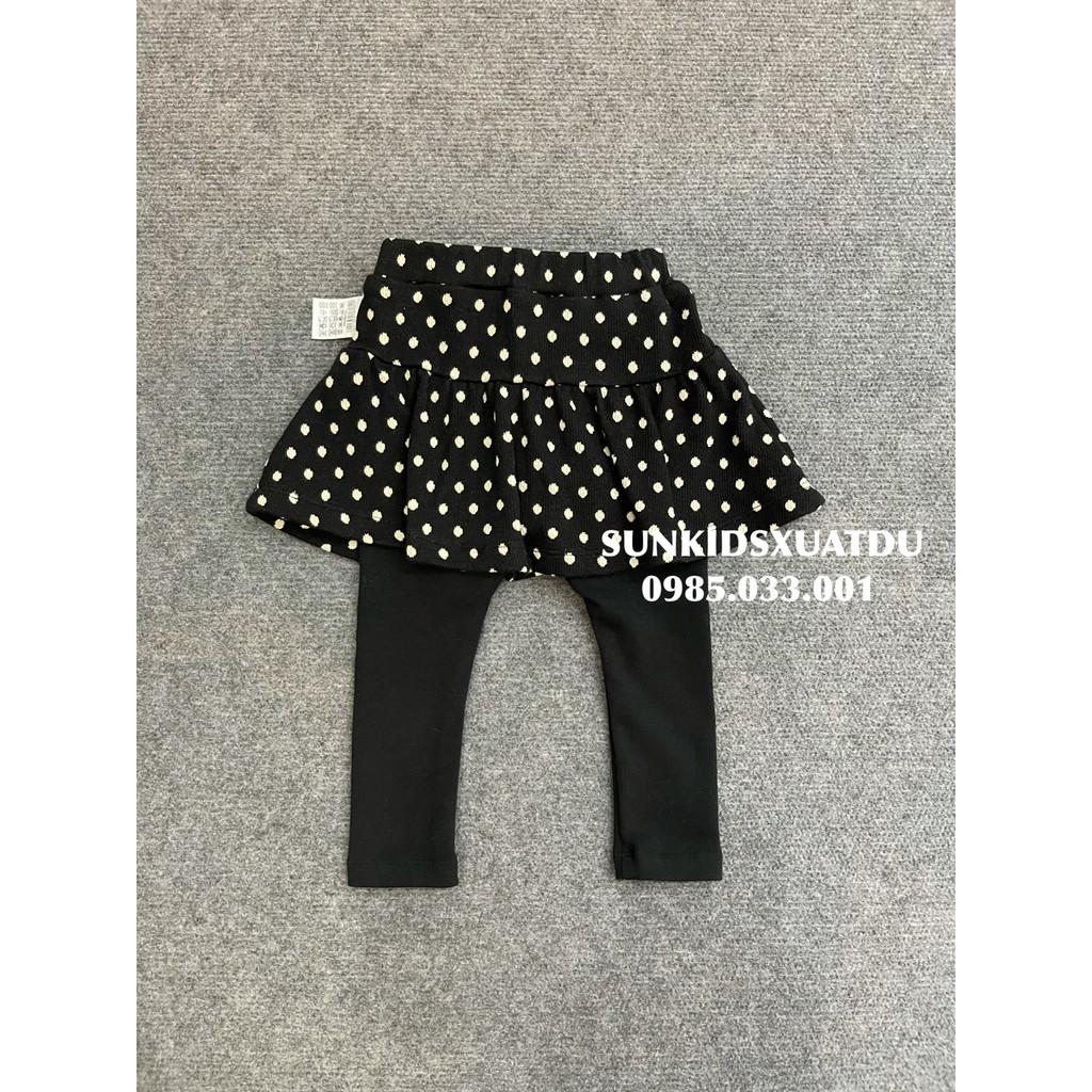 Set Moi.moln chấm bi cổ đỏ kèm quần váy cho bé