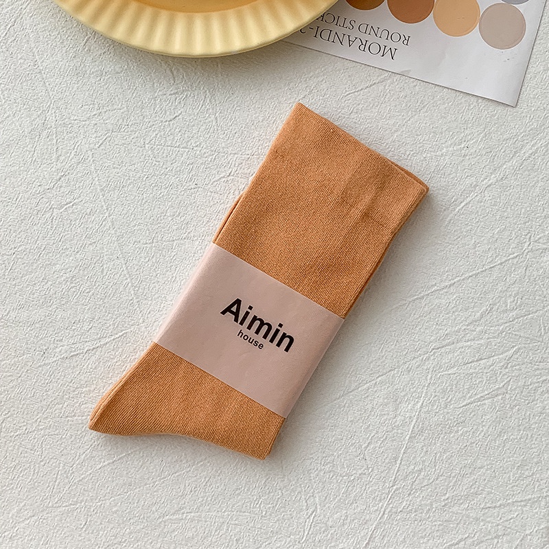 Vớ Cotton Cổ Cao Màu Sắc Kẹo Ngọt Phong Cách Hàn Quốc Nhật Bản Thời Trang Cho Nữ