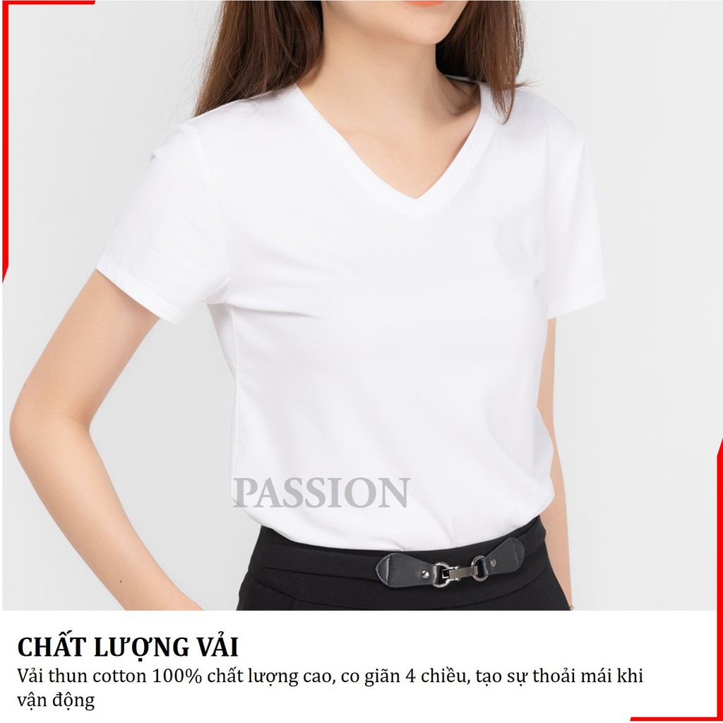 Áo Thun Nữ Cổ Tim, Áo phông nữ Cổ V, Áo thun nữ dáng hơi ôm - Chất Liệu Cotton Cao Cấp, Mềm, Mát, Không xù lông