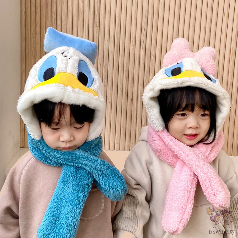 Mũ Lông Thắt Nơ Kiêm Khăn Choàng Cổ 2 Trong 1 Cho Bé