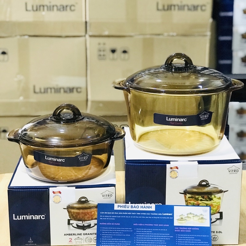 Bộ 2 nồi thủy tinh Luminarc 1.5L&3L - CHÍNH HÃNG