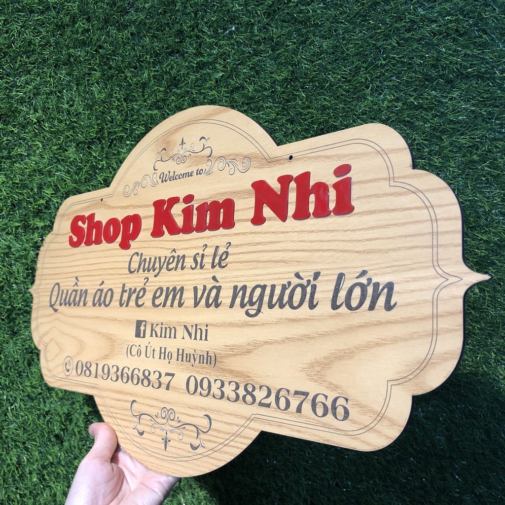 Bảng hiệu gỗ Decor shop - Bảng hiệu thiết kế mang tên shop của bạn - Kích thước 27x37cm