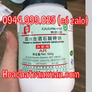 Hóa chất Potassium sodium tartrate tetrahydrate CAS 6381-59-5 C4H4O6KNa 4H2O lọ 500g kali natri tartrat