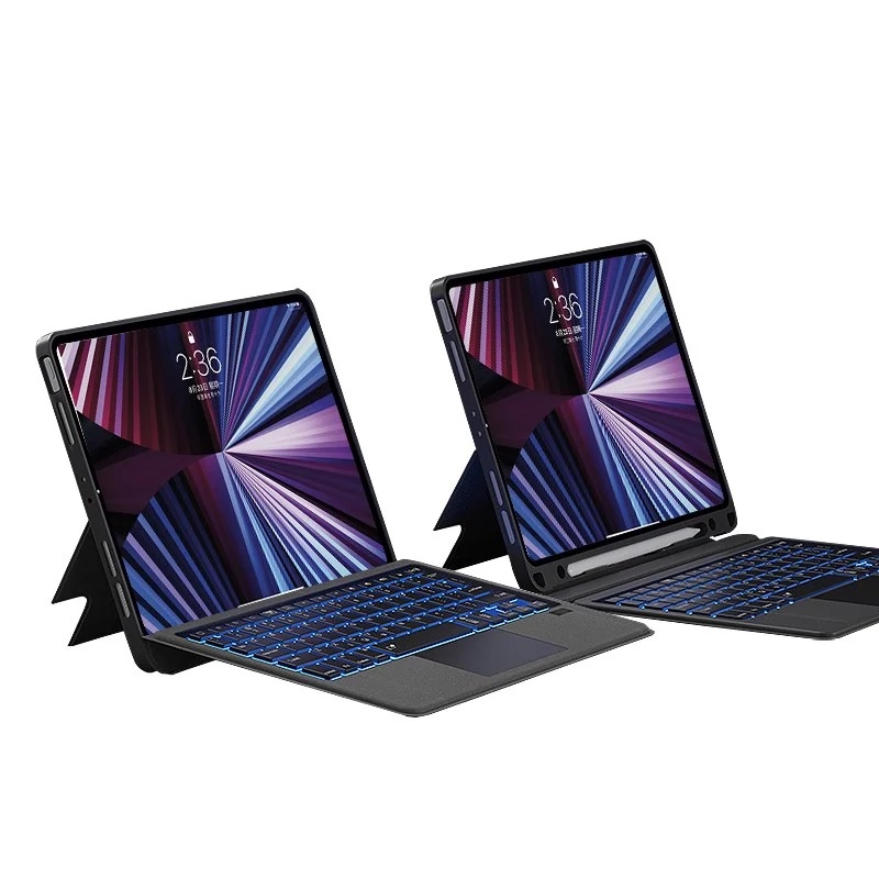 Bàn phím Bluetooth cho IPad-WiWu Mag Touch, kèm bao da, có touchpad tích hợp case hít từ tính, touchpad có đèn bàn phím