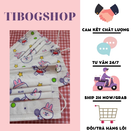 [FREESHIP] Khẩu trang Garcotex Thỏ Line Cute 4 lớp cao cấp