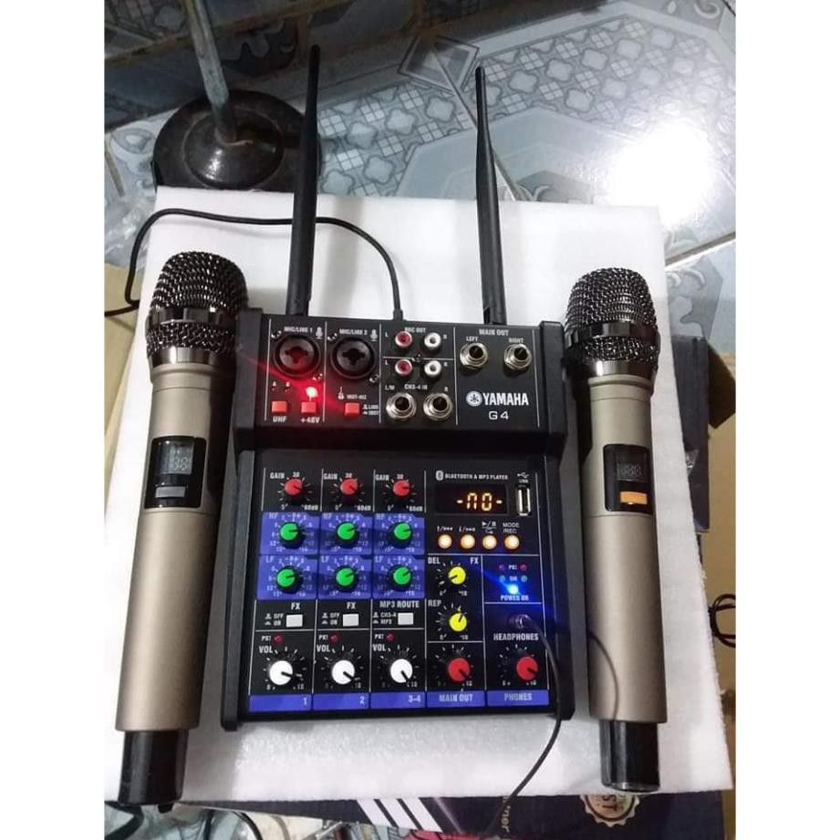 Bộ mixer Yamaha G4 USB chuyên karaoke, livestream, thu âm cao cấp - tặng kèm 2 micro không dây