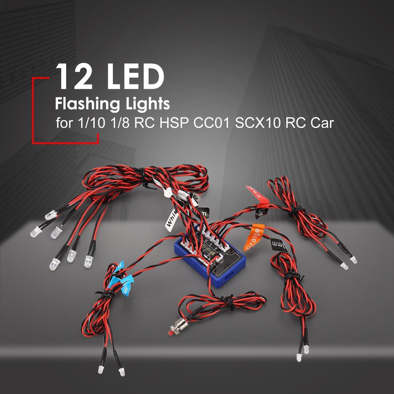 Bộ đèn LED nhấp nháy 12 bóng cho ô tô RC 1/10 1/8 RC HSP CC01 SCX10