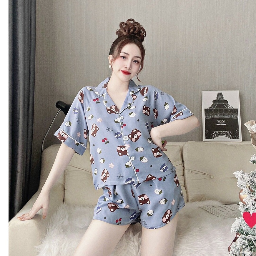 Đồ Bộ Mặc Ở Nhà ANVI, Đồ Pijama Nữ Ngắn Tay Đẹp Thời Trang Dễ Thương Vải Lụa Cao Cấp Quần Short Đùi