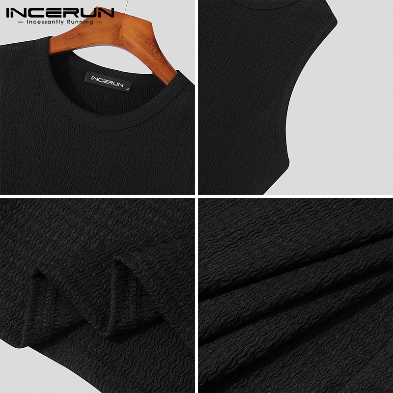 Áo thun ba lỗ INCERUN màu sắc đơn giản cho nam