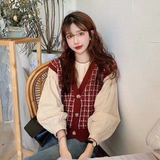 ÁO GHILE CARO - ÁO BLOUSE TAY PHỒNG - ảnh thật