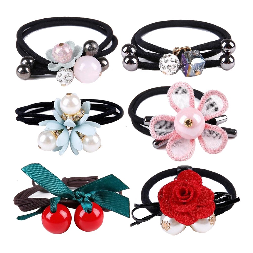 Set 6 dây buộc tóc đính ngọc trai giả xinh xắn đáng yêu