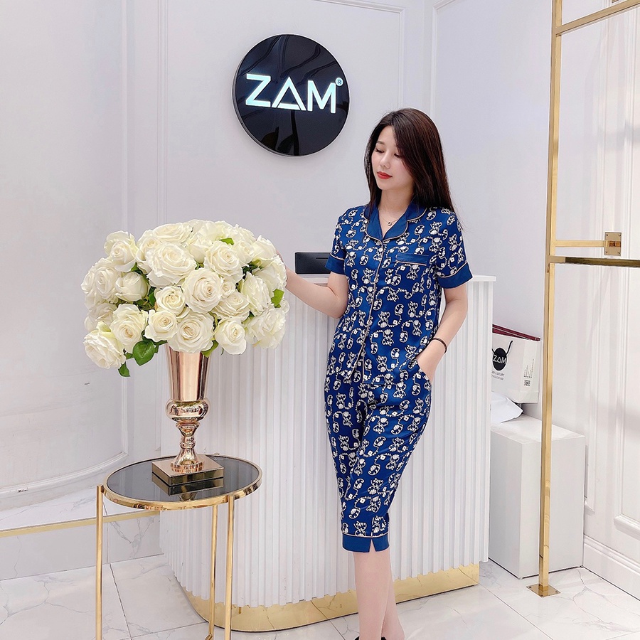 Bộ ngủ satin ZAM Luxury - SLA37 - Áo ngắn tay quần lửng