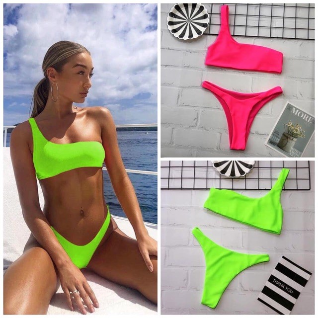 Bikini lệch vai dạ quang sexy (kèm hình thật)
