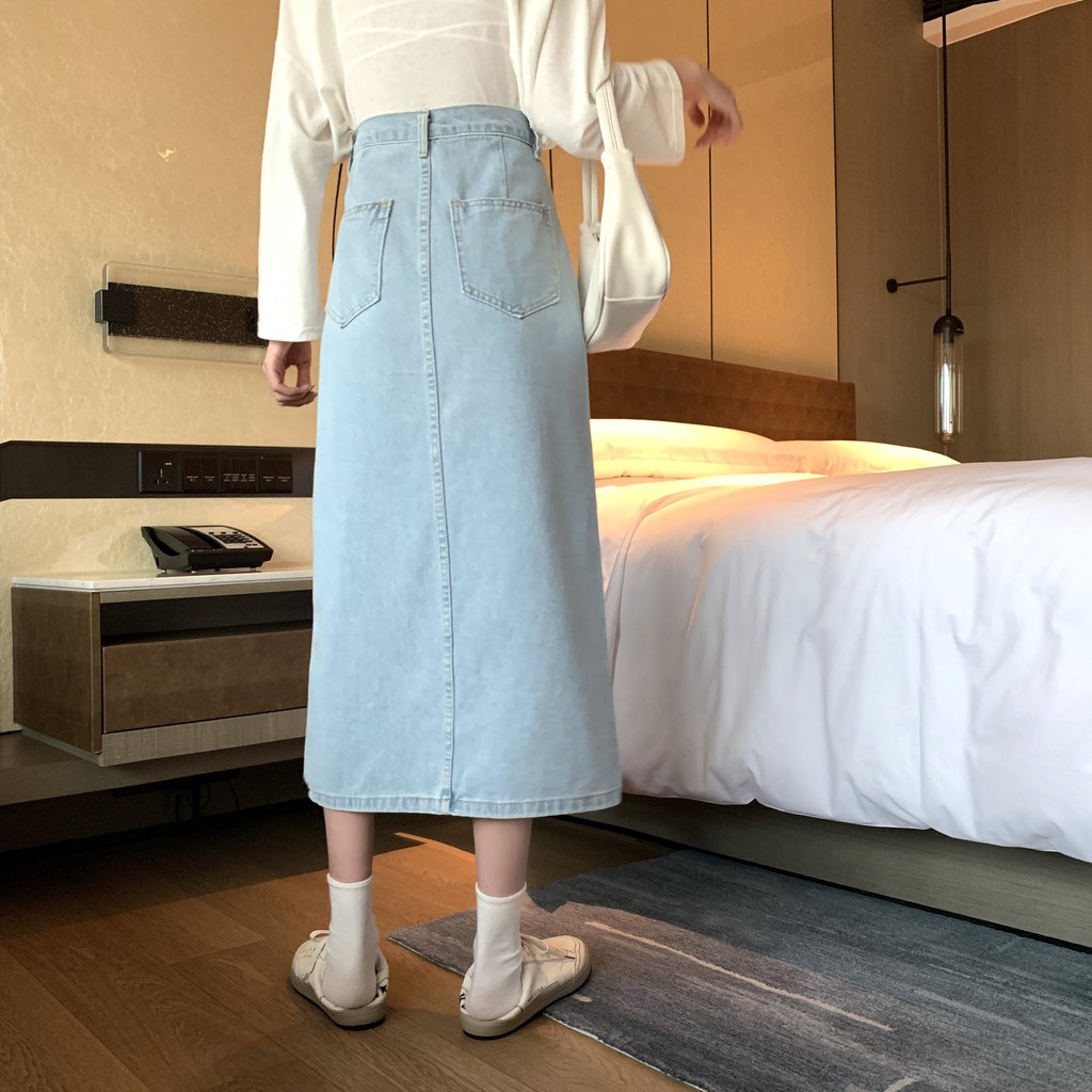 Chân Váy Denim Xiaozhainv Lưng Cao Phong Cách Hàn Quốc Cho Nữ | BigBuy360 - bigbuy360.vn