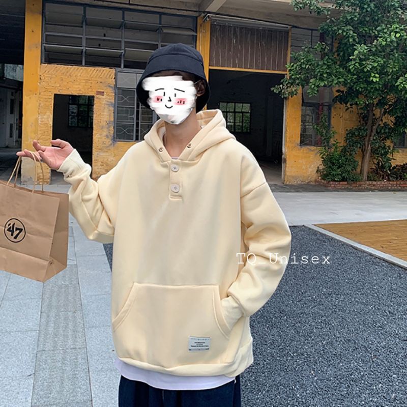 Áo Hoodie Nam Nữ Ulzzang Unisex Phối Nút