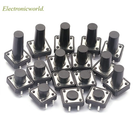 Set 20 nút bấm mini Pcb 4pin 12x12mm 12x12x4.3mm 12x12x4.3 5 67mm 8mm 9mm
