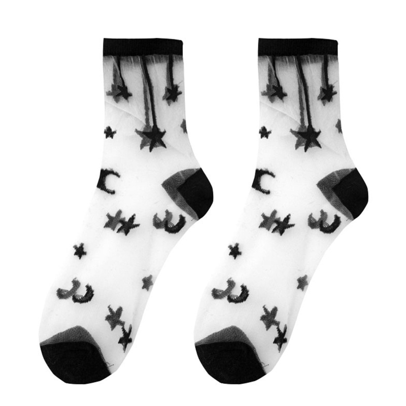 Youyo Vớ Sợi Pha Lê Siêu Mỏng Họa Tiết Trăng Sao Ngọt Ngào Phong Cách Harajuku Nhật Bản Mùa Hè Cho Nữ