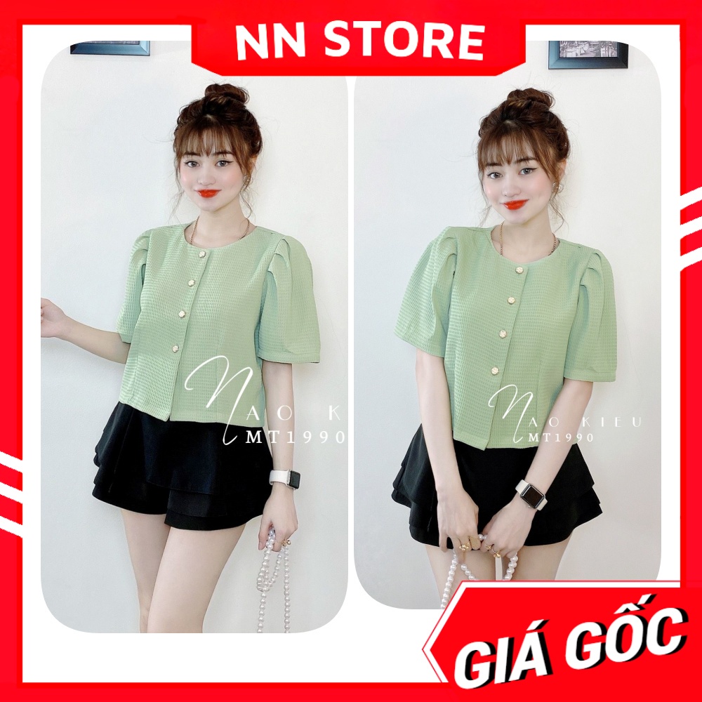 Áo kiểu nữ chất vải xốp mềm mịn phom croptop tay phồng dễ thương Áo kiểu nữ đơn giản MT1990