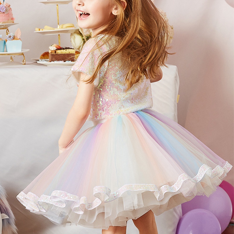 váy unicorn cho bé gái Váy Cầu Vồng AKKU
