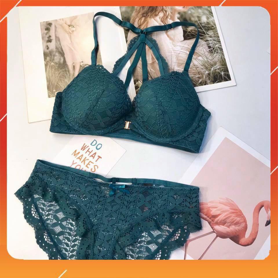 Set bộ đồ lót nữ bra ren hoa áo cài trước có gọng, đệm mút, Mã B26508