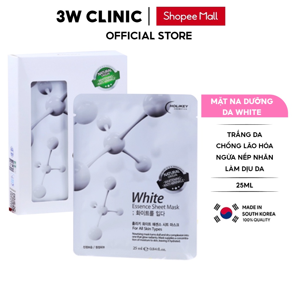 Mặt nạ giấy dưỡng da HOLIKEY Hàn Quốc White giúp làm trắng da / cung cấp khoáng chất và làm mềm mịn da lẻ miếng 25ml