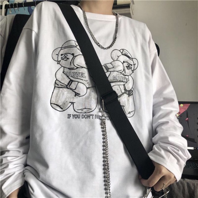 [ Có Ảnh Thật ] Áo thun tay dài form rộng unisex - sweater chú gấu | BigBuy360 - bigbuy360.vn