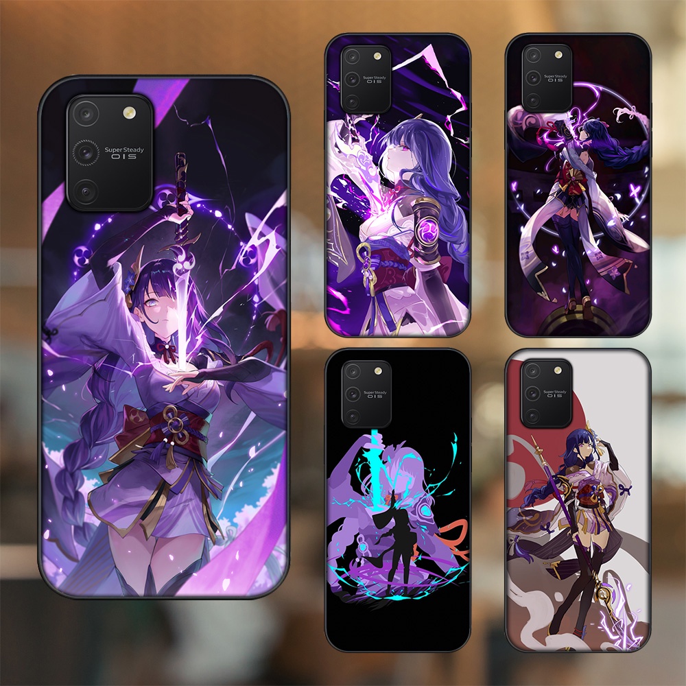 Ốp lưng Samsung S10 Lite viền đen in hình Raiden Shogun Genshin Impact