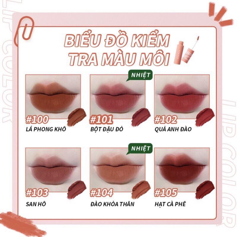 Son kem KIMUSE 5ml son kem lì, ẩm mướt môi và lên màu chuẩn với sắc tố cao, dễ phối hợp với nhiều phong cách thời trang