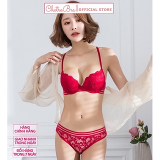 [Freeship 50k] Bộ đồ lót ren nâng ngực viền voan sọc