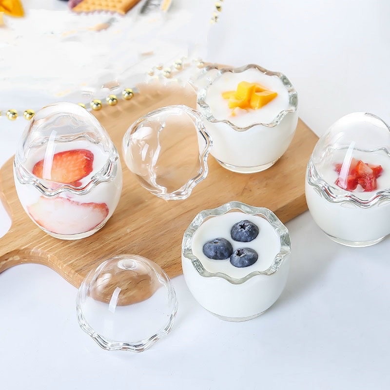 Hũ thủy tinh Hình Quả Trứng 60ml làm bánh pudding, sữa chua, flan cho bé