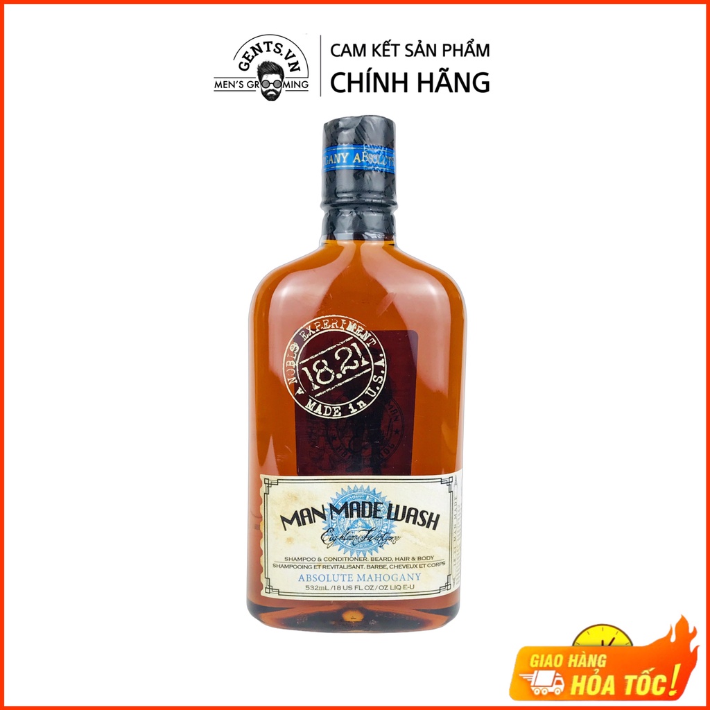 Sữa tắm, dầu gội xả 3in1 cho nam 18.21 Man Made Wash Absolute Mahogany 532ml/950ml hương nước hoa thơm lâu