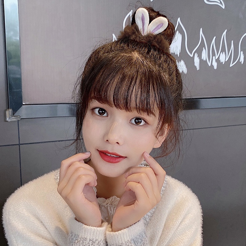 Cột tóc vải nhung scrunchies nhiều màu dây buộc tóc scrunchies hình thỏ