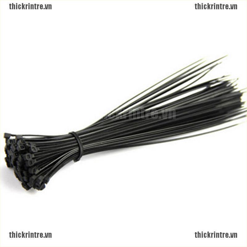<Hot~new>100pcs 10cm Nylon Plastic Zip Trim Wrap Cable Loop Ties Wire Self-Locking Black
