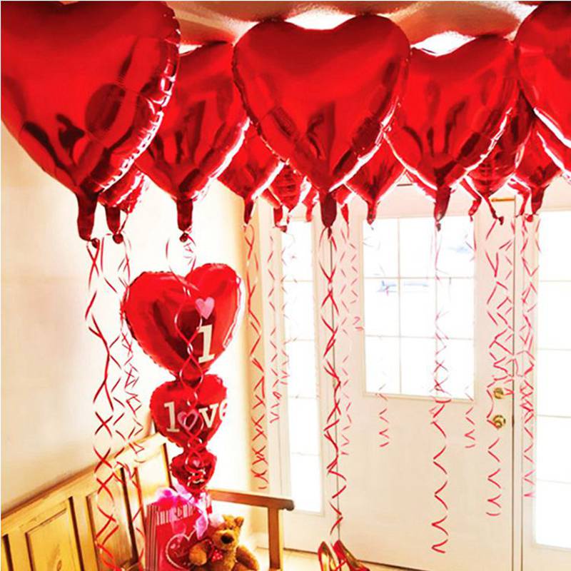 5 Bong Bóng Nhôm Hình Trái Tim 18" Dùng Cho Trang Trí Tiệc Cưới, Sinh Nhật