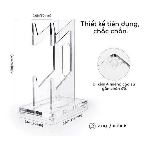 Giá đỡ 2 tầng chất liệu nhựa Acrylic trong suốt cho tay cầm máy chơi game Playstation / Xbox / Nintendo Switch