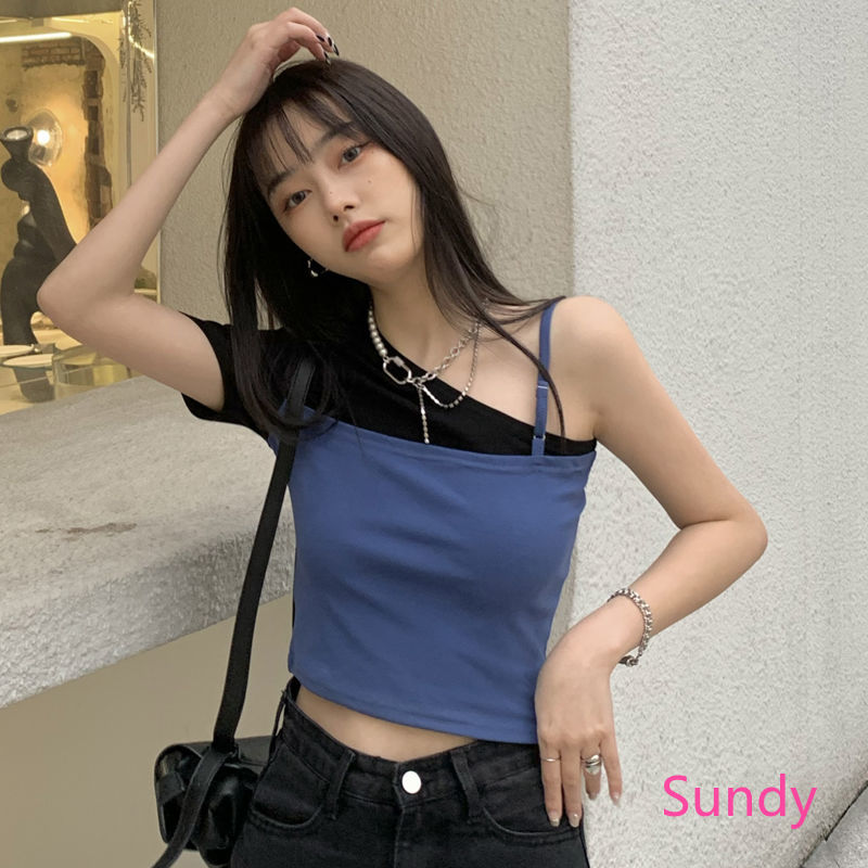 Áo Croptop Tay Ngắn Thiết Kế Thanh Lịch Cho Phái Nữ