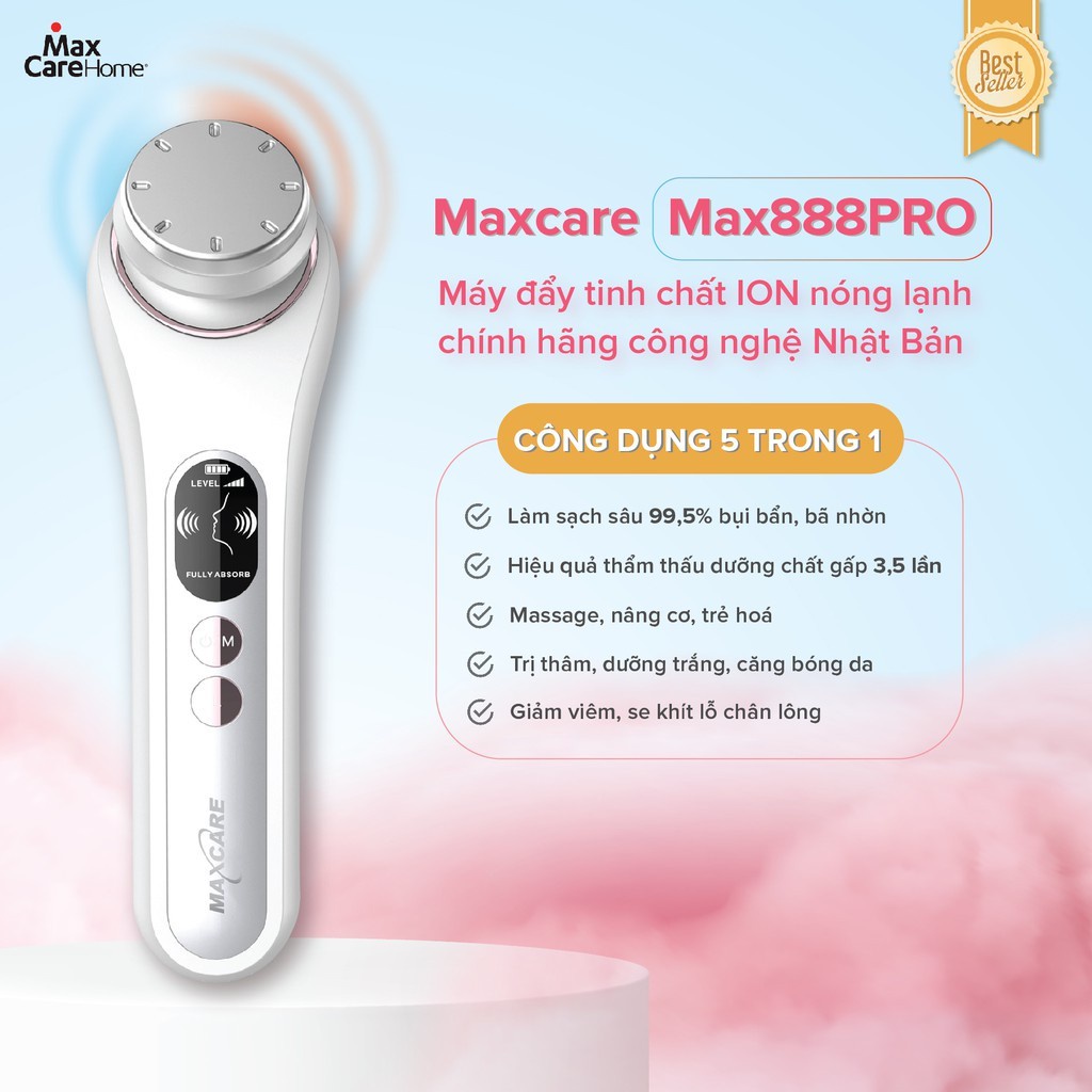 Máy đẩy tinh chất ION nóng lạnh Maxcare Max888PRO phiên bản cao cấp.chăm sóc trẻ hóa làn da