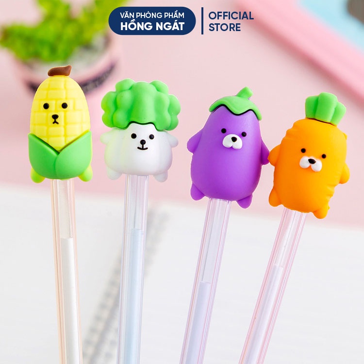 Bút bi cute hình rau củ quả, bút bi nước mực gel đen ngòi 0.5mm nhiều màu dễ thương đồ dùng học tập văn phòng phẩm B33