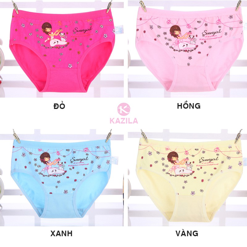 Quần chip bé gái cotton tinh khiết hạng A, quần lót bé gái sweetgirl Kazila QLG8