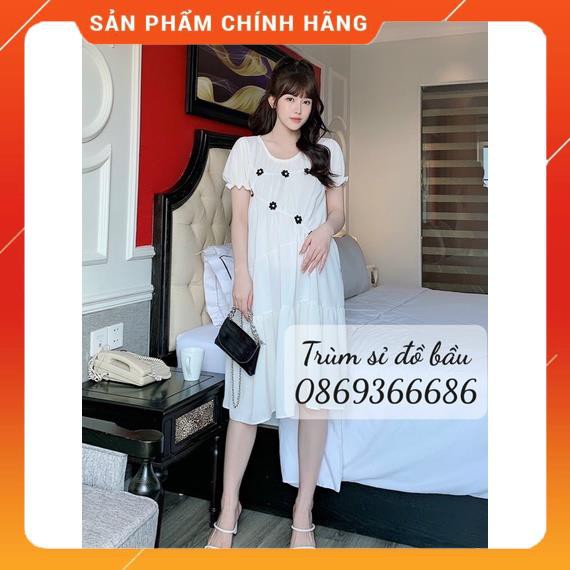 [Xả kho] Đầm bầu cao cấp chất lụa hàn mặc đi làm đi chơi đều đcváy bầu chất siêu mátfree size 43~68kg VB07