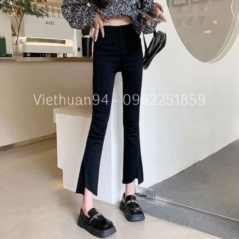 Quần Ống Loe Nữ Lưng Cạp Cao Co Giãn Form Đẹp Chất Dày Dặn