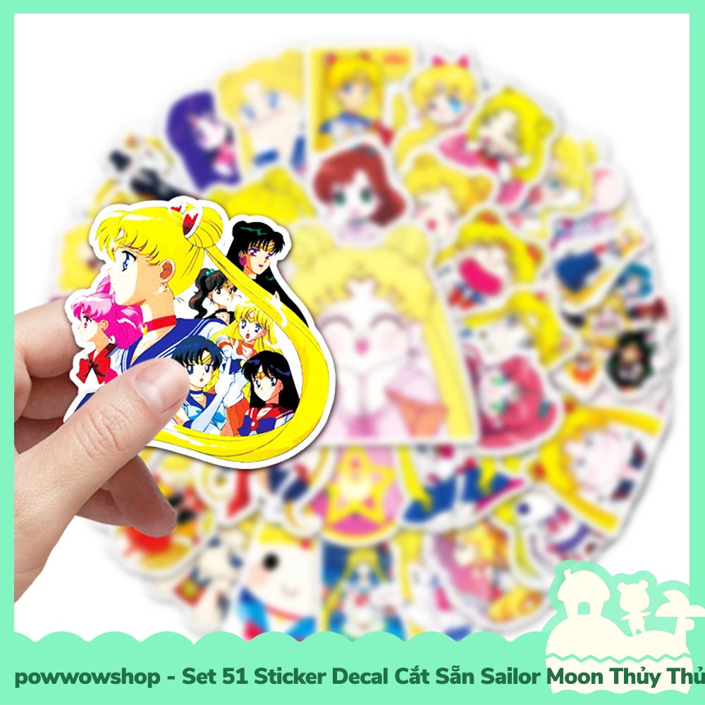 [Sẵn VN - Hỏa Tốc] Set 51 Sticker Mini Decal Dán Trang Trí Vật Dụng Mẫu Anime Manga Sailor Moon Thủy Thủ Mặt Heo Cute