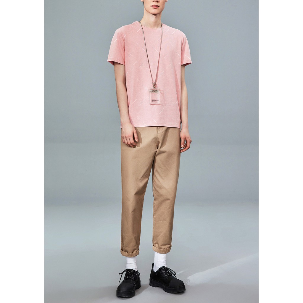 Áo Thun Nam Ngắn Tay HLA Pattern Printed Short Sleeve T-Shirt