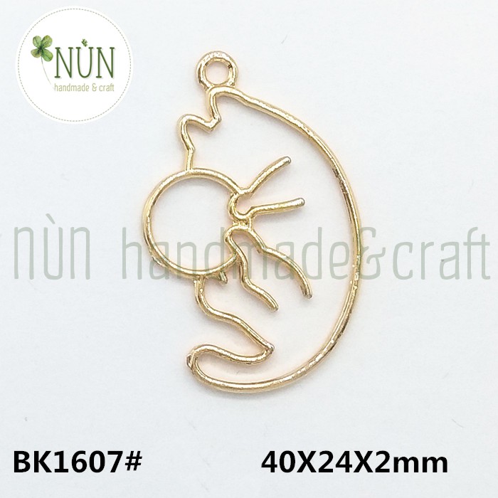 Khung Kim Loại - Charm Kim Loại Hình Mèo Làm Handmade Resin