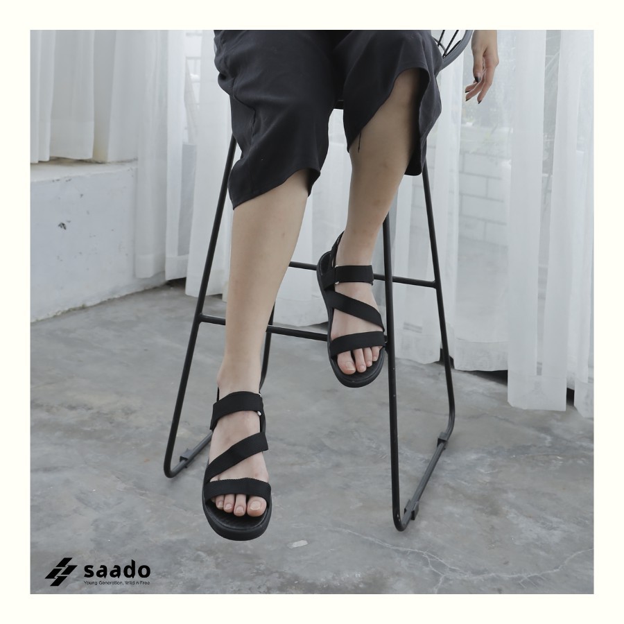 [CHÍNH HÃNG] SANDAL SAADO | NN07 – Màu Đen Trơn Basic | Giày Sandal Nam Nữ Cao Cấp Đi Học Đi Chơi