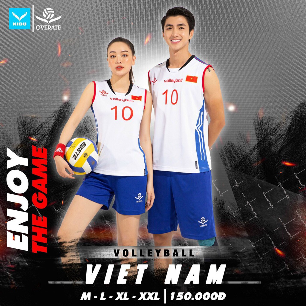 Bộ bóng chuyền nam nữ 05 màu mới Overate - In tên số miễn phí
