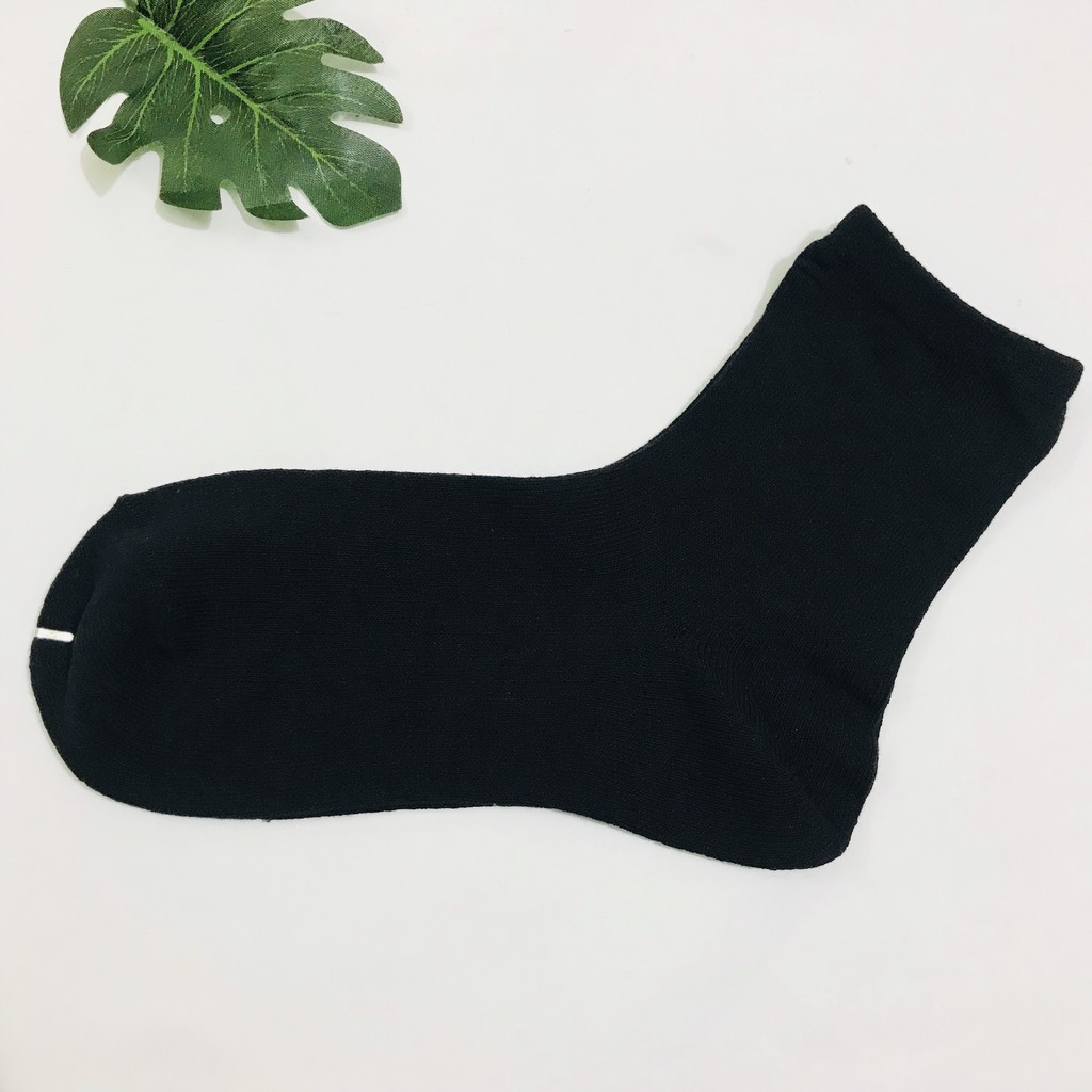 5 đôi -Tất/ vớ nam nữ, đen, trắng cổ trung chất cotton thấm hút mồ hôi, chống hôi chân. Hàng xuất Nhật (mẫu 3)