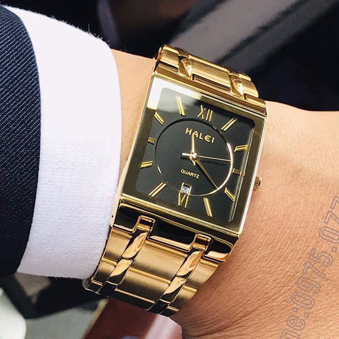 Đồng Hồ Nam HALEI 564M Mặt Chữ Nhật Dây Mạ Vàng | BigBuy360 - bigbuy360.vn